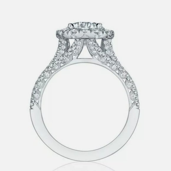 New 925 Silver Round Cut  Halo Diamond Ring - Picture 2 of 3